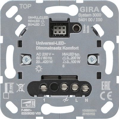 Gira 540100 Einsatz System 3000 Universal-LED-Dimmeinsatz Komfort