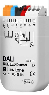 Lunatone 89453837 DALI DT8 RGB PWM LED Dimmer CV 12-48VDC 4A