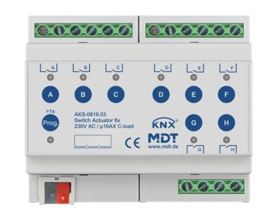 MDT AKS-0816.03 Schaltaktor 8fach 16A C-Last Standard