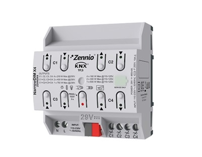 Zennio ZDINDX4 Universal Dimmaktor KNX 4 Kanle x 210W NarrowDIM X4 RLC LED CFL